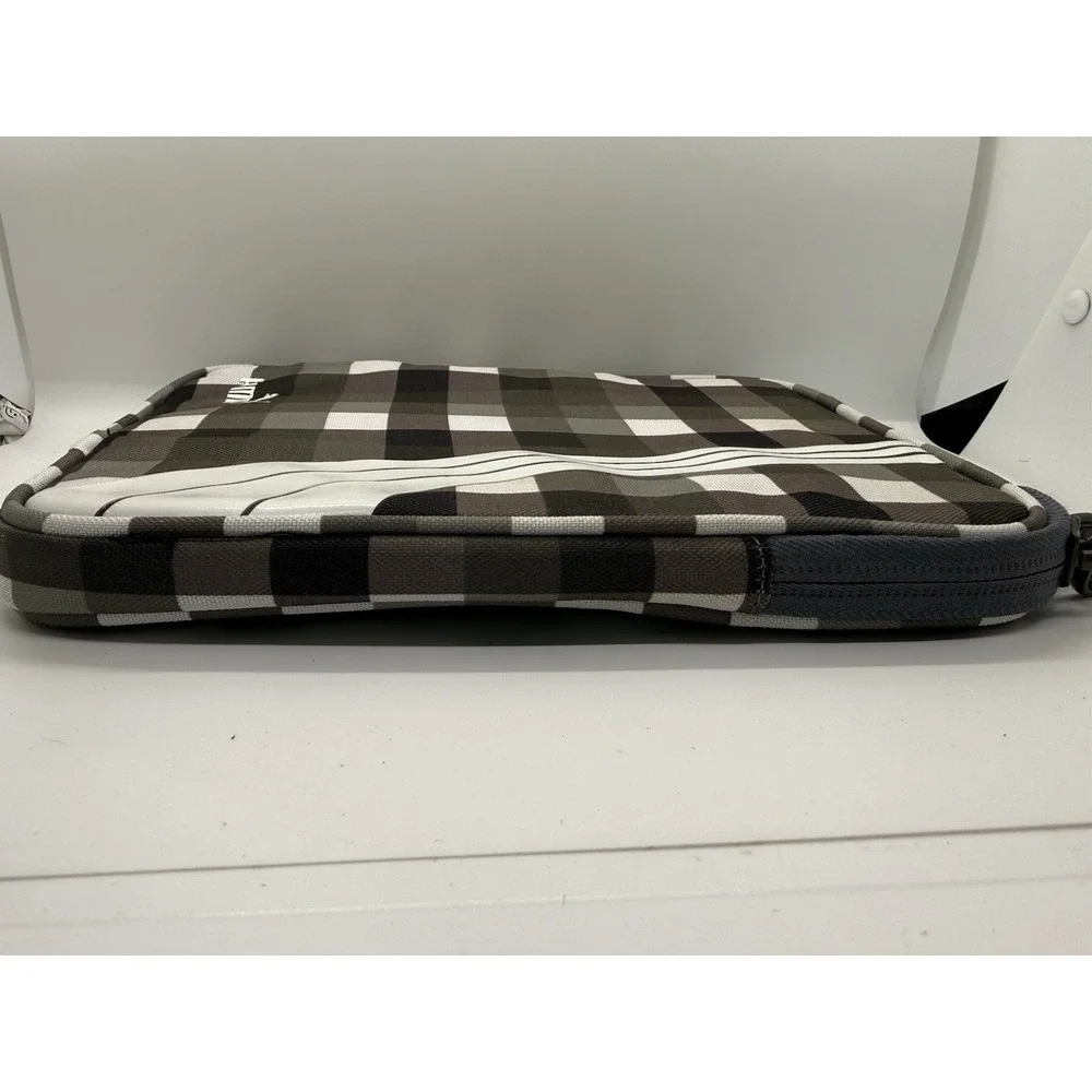 Puma Checked Plaid Tablet Padded Sleeve Case Gray Black White Zip Tech Accessory